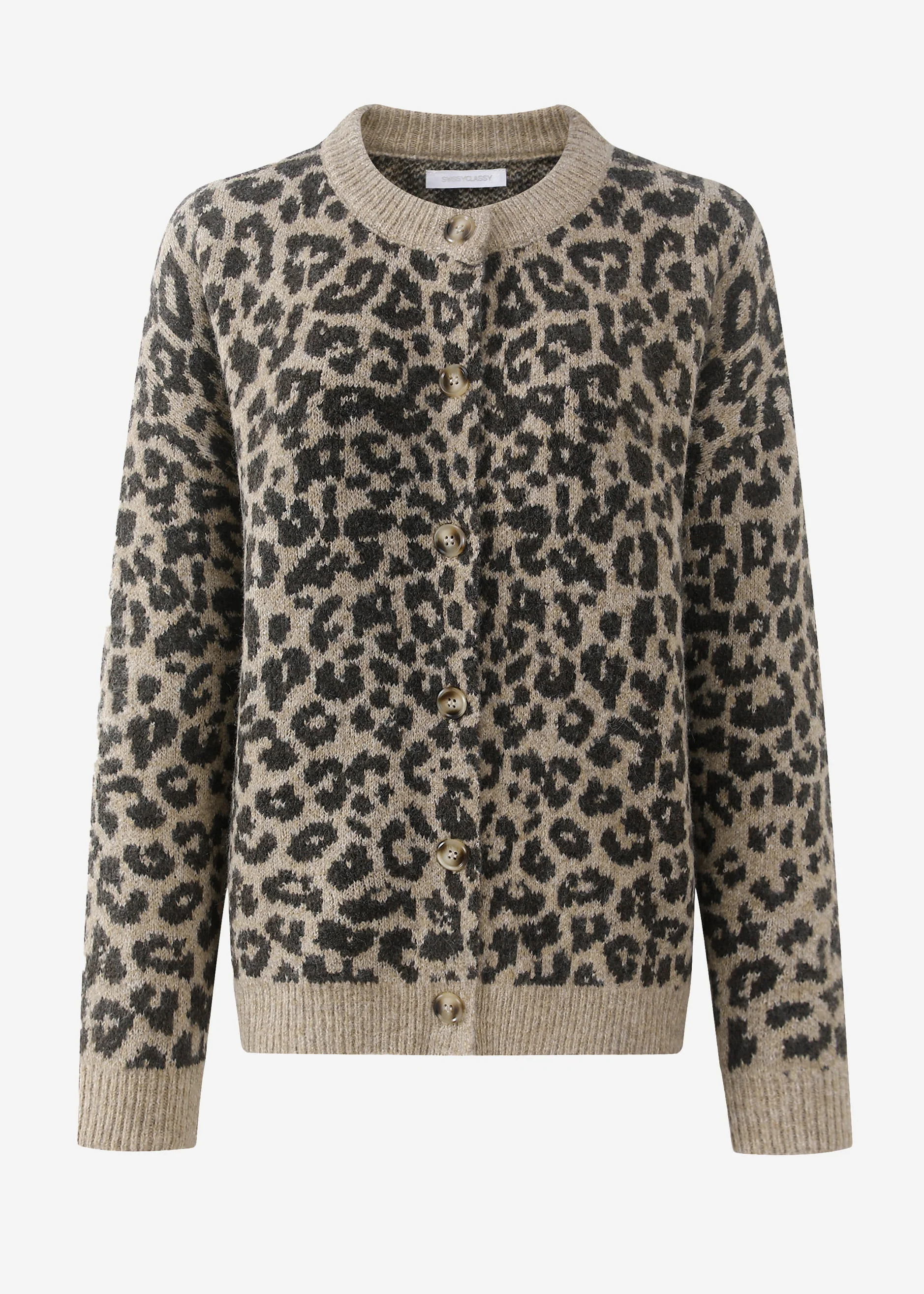 Cardigan with Leo pattern-beige-brown - Image 8