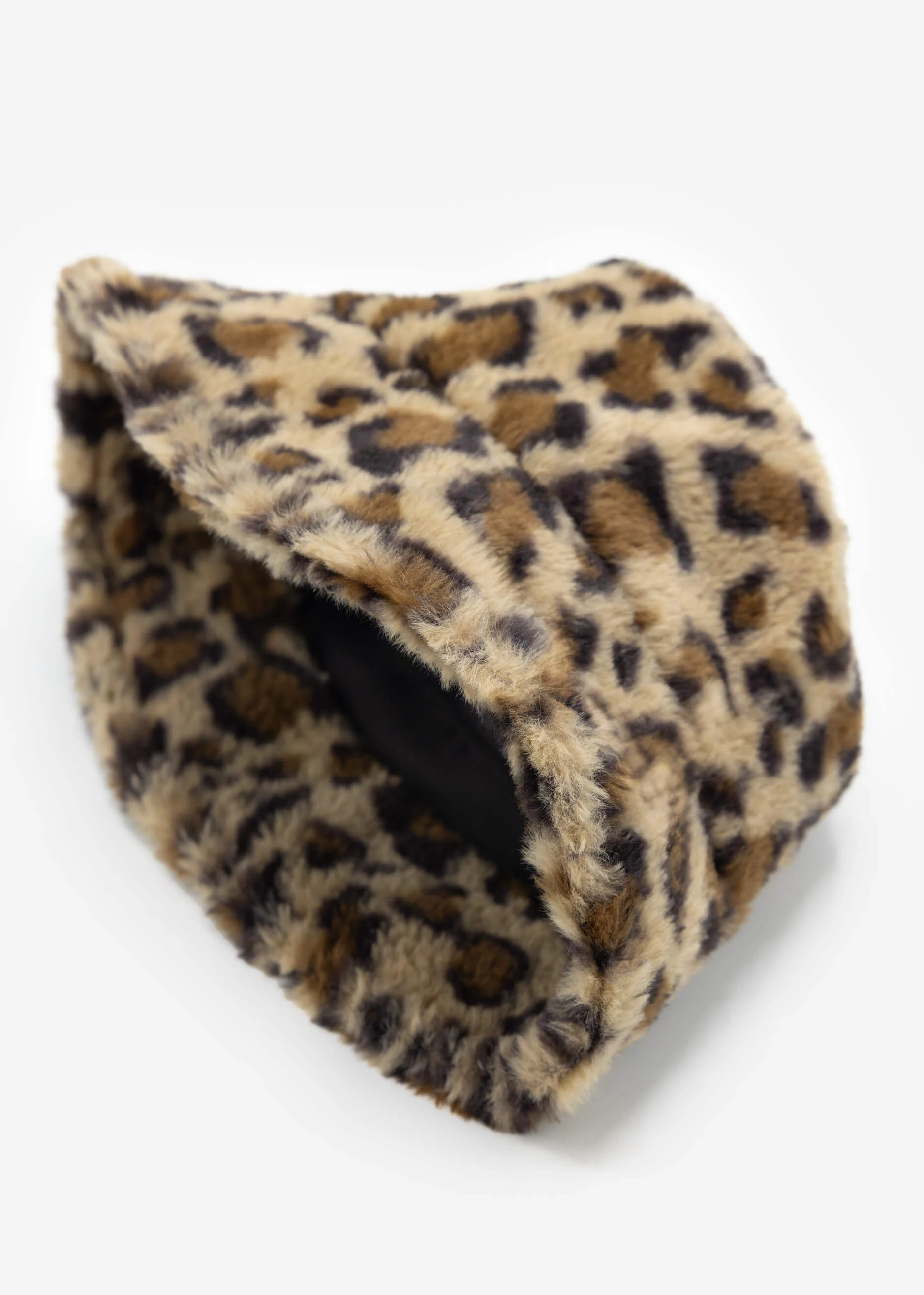 Faux fur hat with leopard print - beige - Image 6