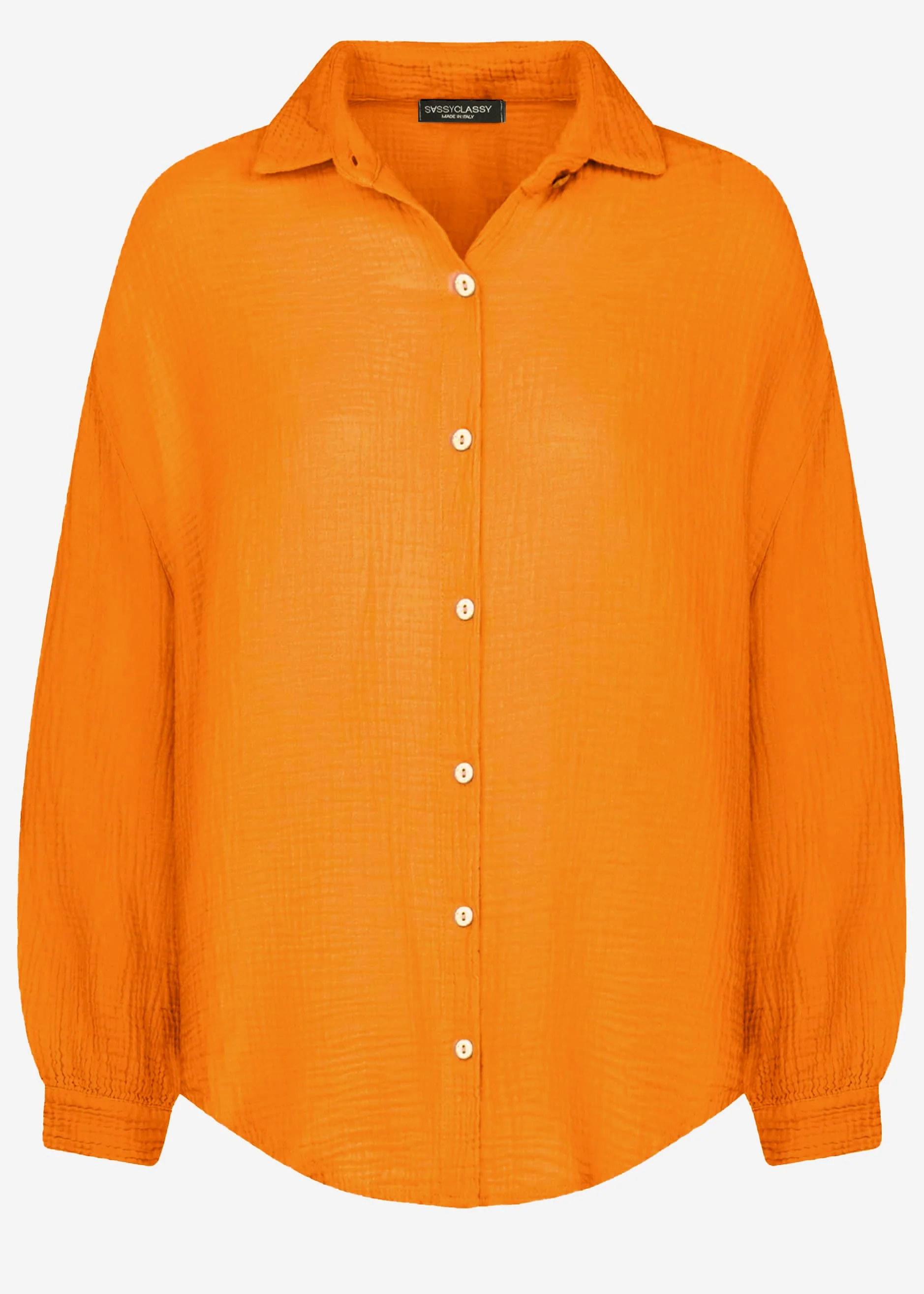 Muslin blouse oversize, short, orange - Image 7