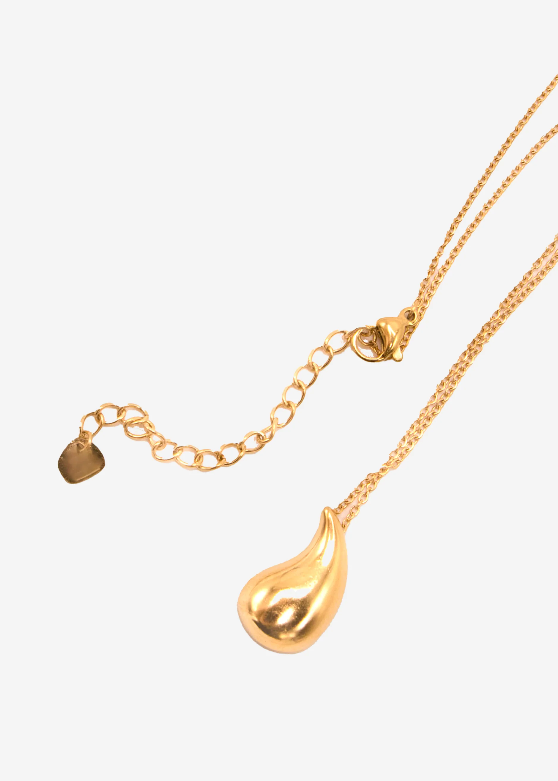 Necklace with drop pendant - gold - Image 5