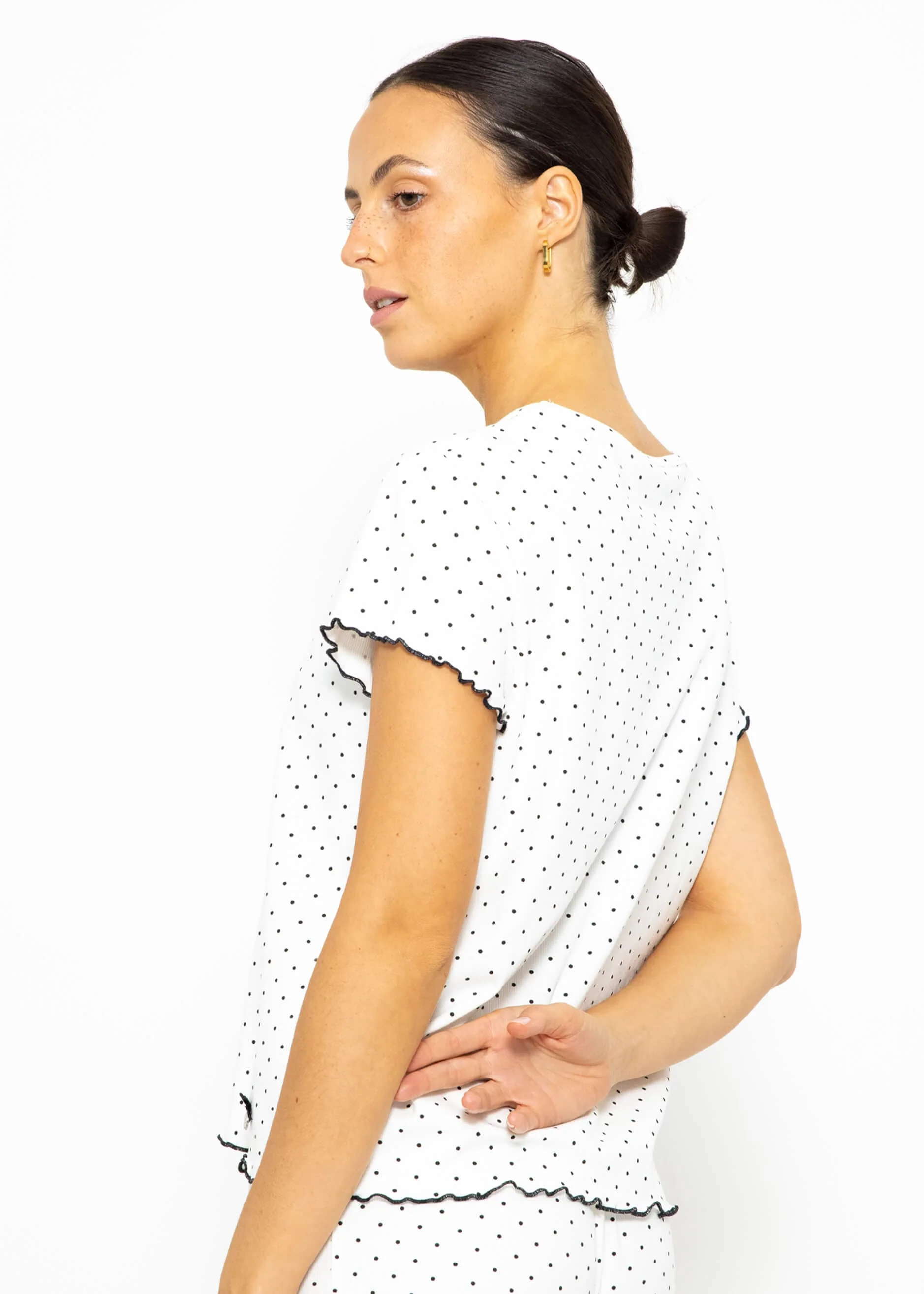 Short-sleeved nightshirt with dots - white - Image 8