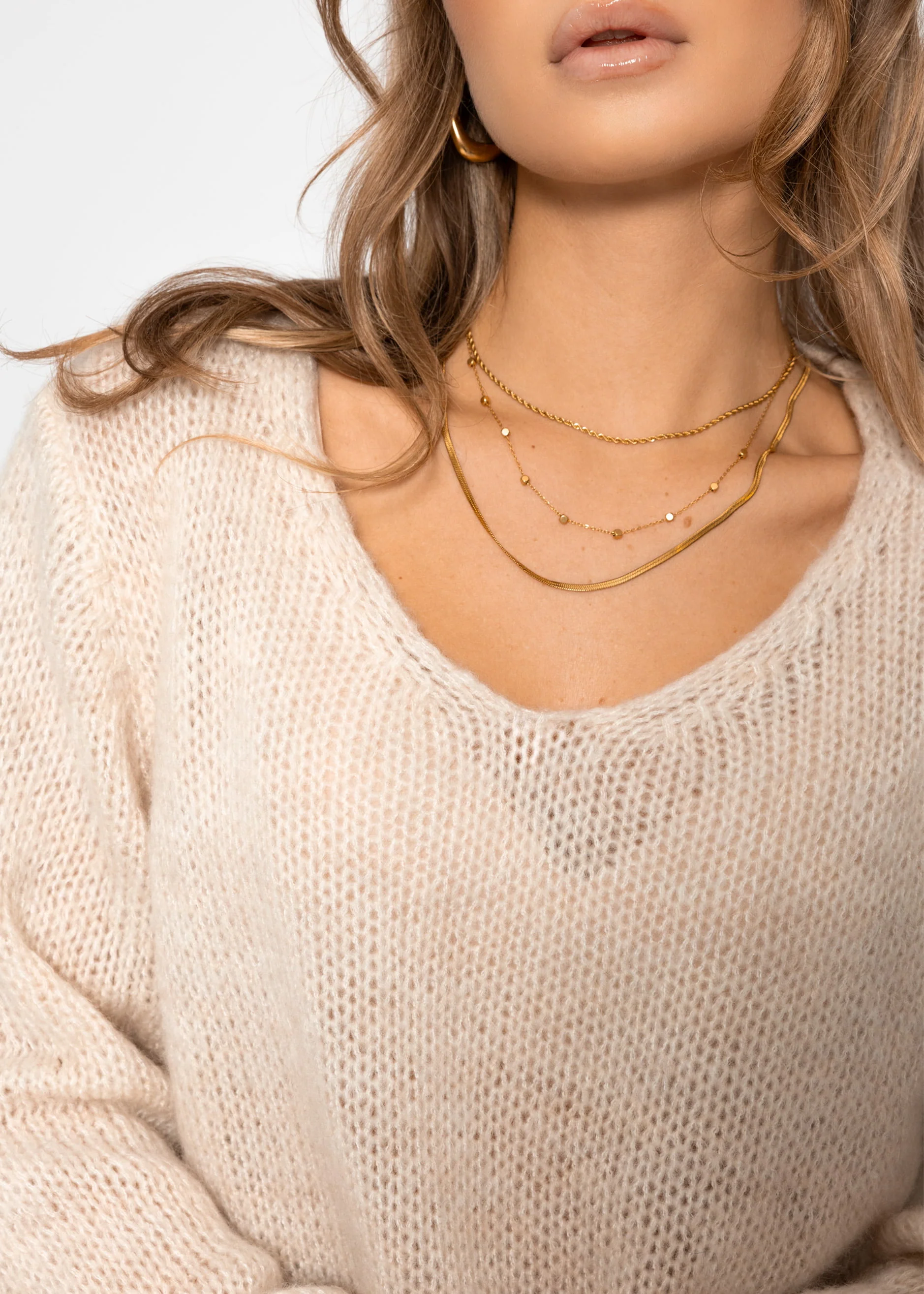 V-neck sweater - beige - Image 6